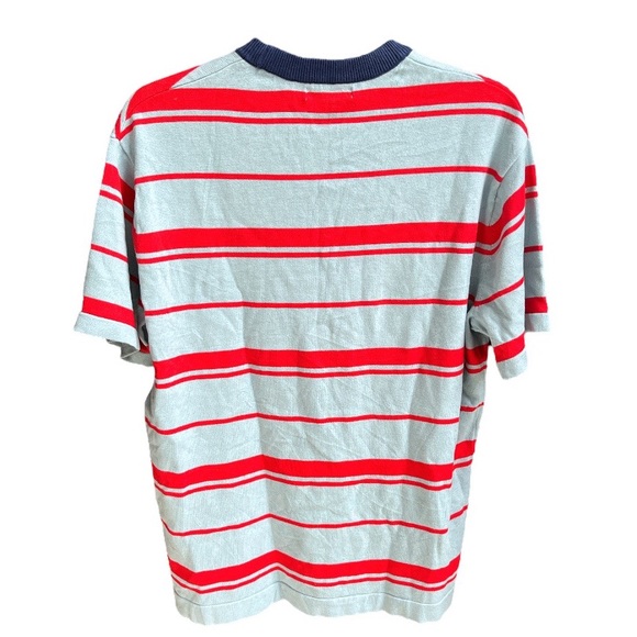 Zara Striped Embroidered Basketball Character Crew Neck Tee Blue Red Size Small - Picture 2 of 7